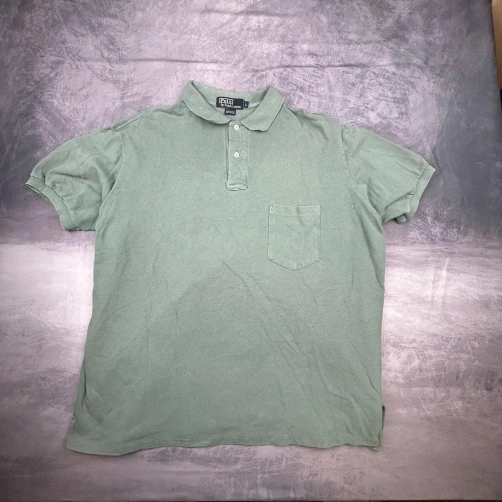 Polo Ralph Lauren Green‎ Pocket Polo Shirt Vintage Preppy Tee